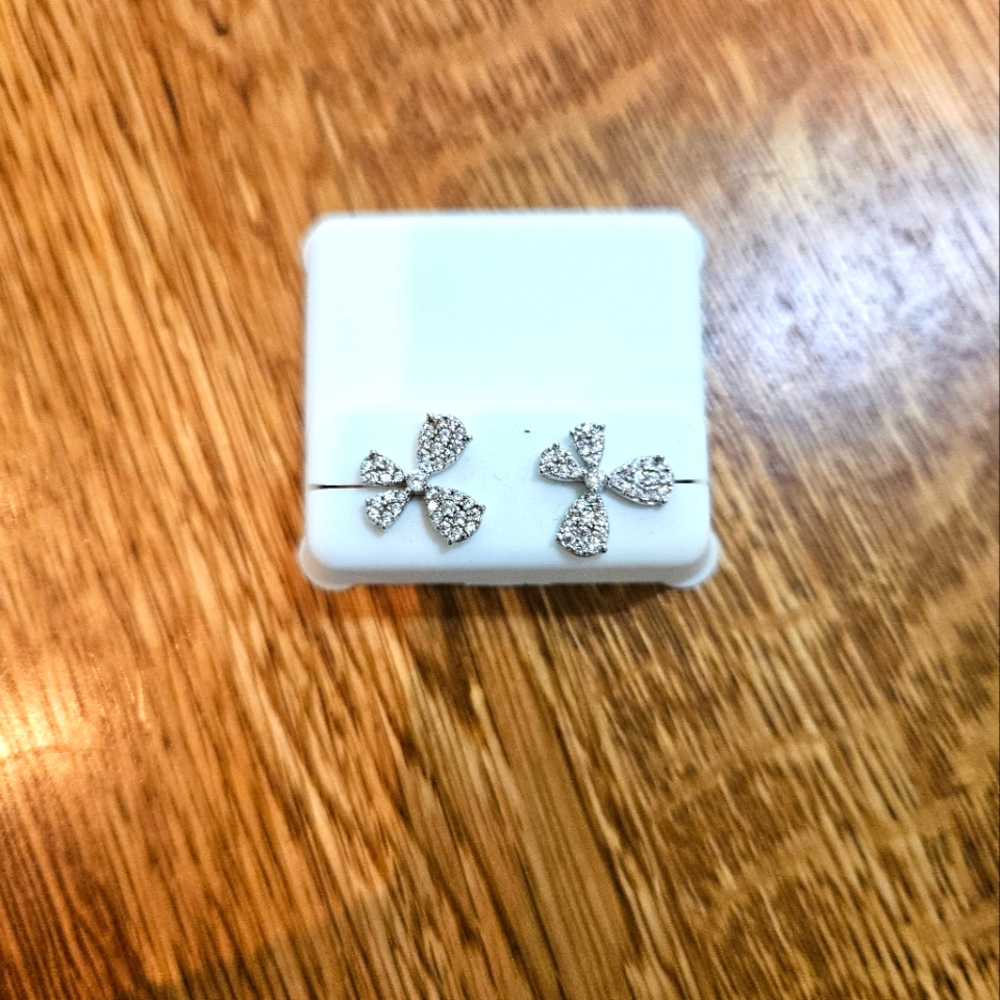 925 Silver CZ Bow Stud Earrings